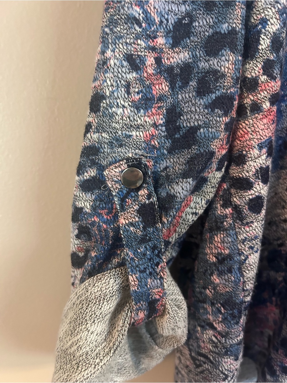 Ruby Rd. Abstract Cowl Zip Pullover - Blue & Pink - Picture 5 of 5